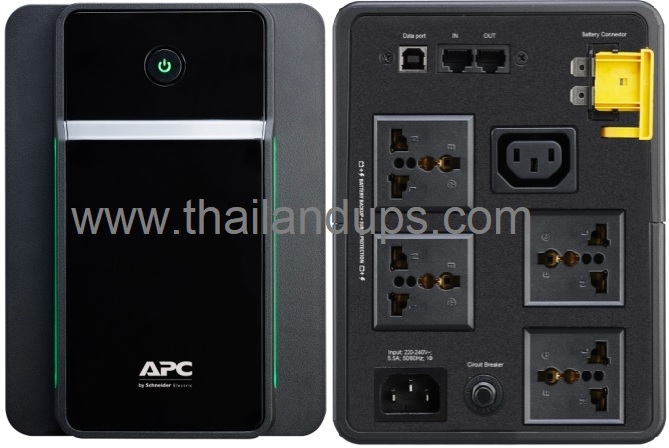 apc bx1200mi-ms เครื่องสำรองไฟรุ่นนี้ มาพร้อมกับปลั๊กด้านหลังที่เป็นแบบบ้านเรา ถึง 4 ช่องเสียบ  มี port usb และ port สำหรับสายโทรศัพท์  กันไฟกระชาก 